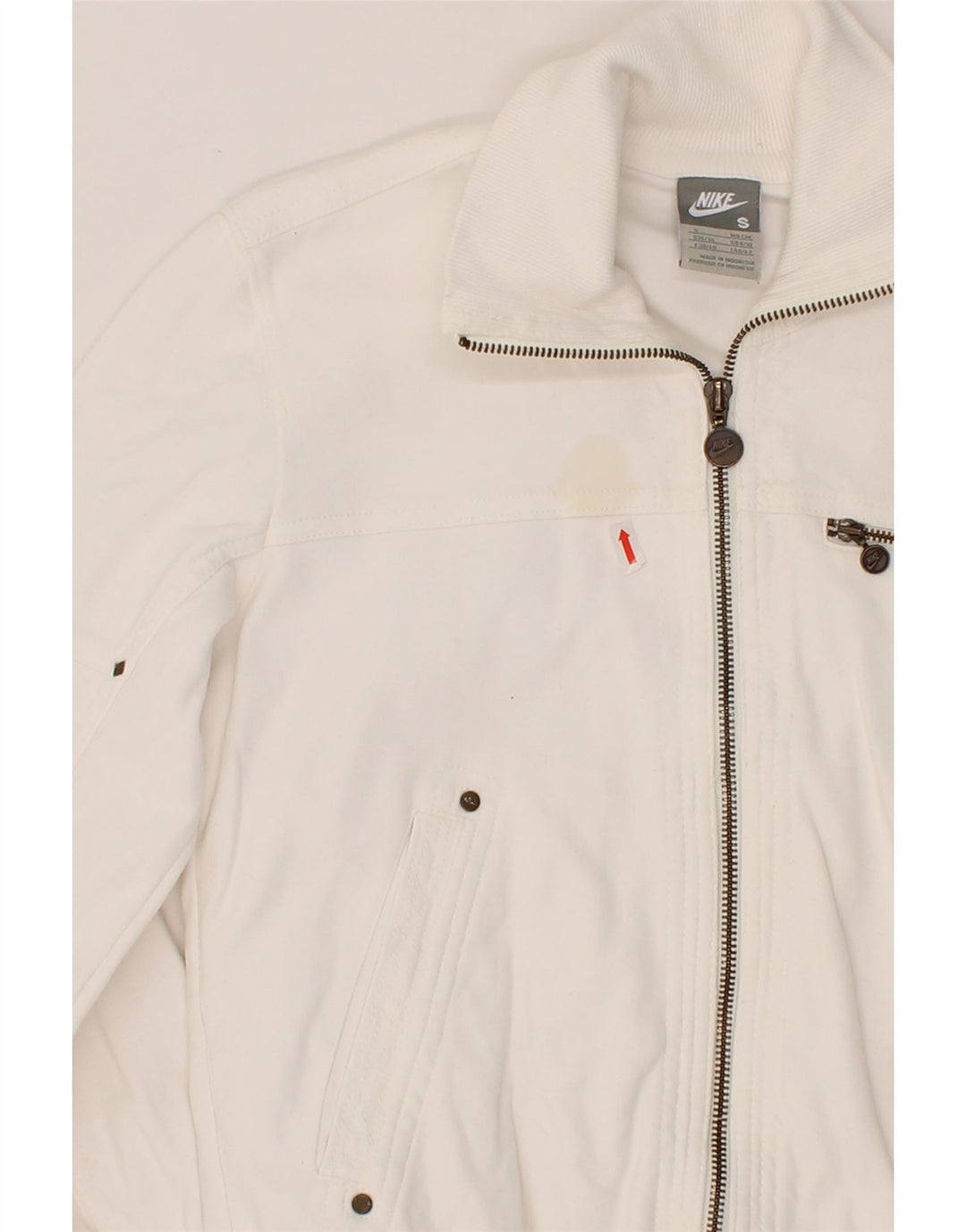 NIKE Womens Tracksuit Top Jacket UK 8/10 Small White Cotton Vintage Nike and Second-Hand Nike from Messina Hembry 
