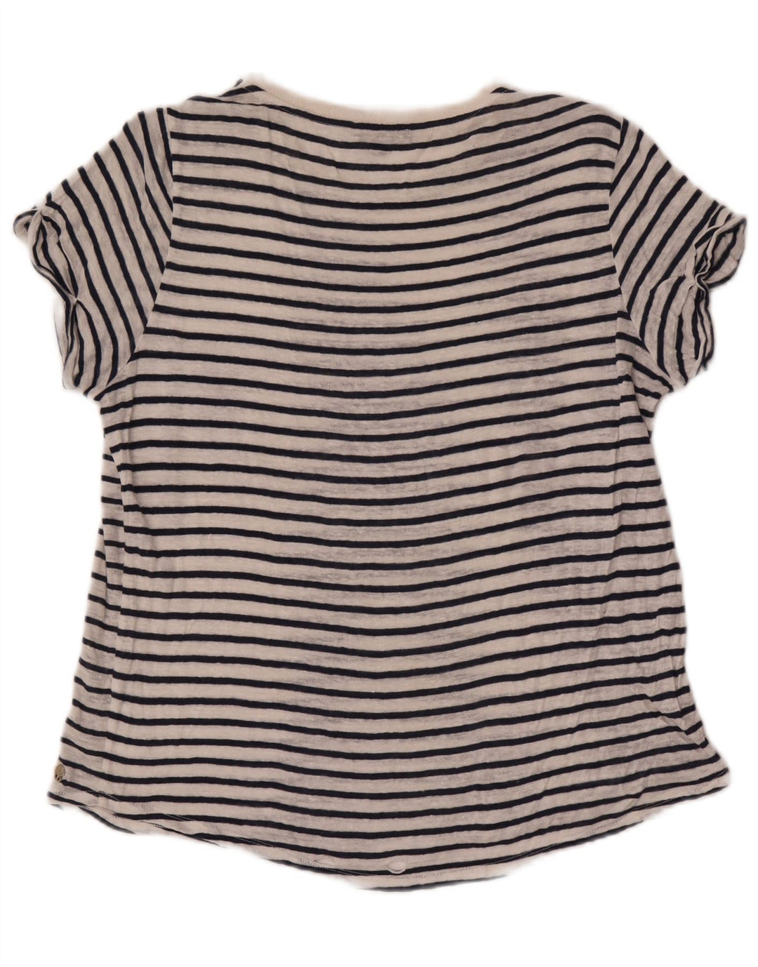 Massimo Dutti Dame T-Shirt Top UK 14 Medium Hvid Stribet