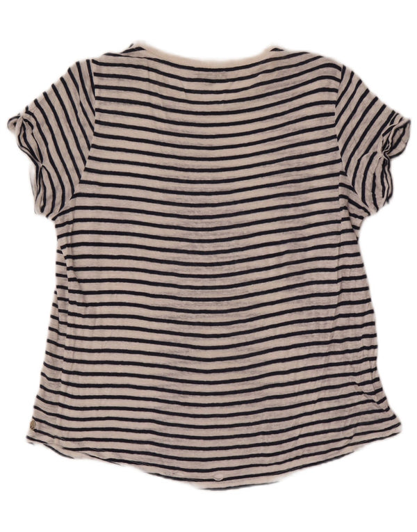 Massimo Dutti Womens T-Shirt Top UK 14 Medium White Striped