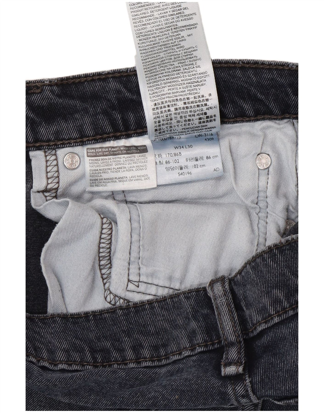 Levi's Mens Slim Jeans W34 L30 Navy Blue Cotton