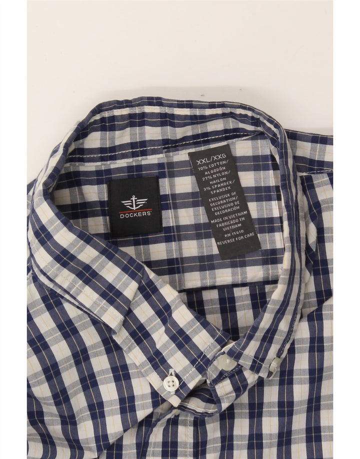 DOCKERS Mens Shirt 2XL Navy Blue Check Cotton Vintage Dockers and Second-Hand Dockers from Messina Hembry 