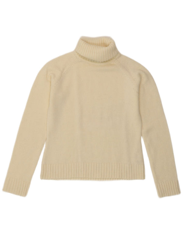Zara Womens Crop Roll Neck Jumper Sweater UK 14 Large Off White Acrylique