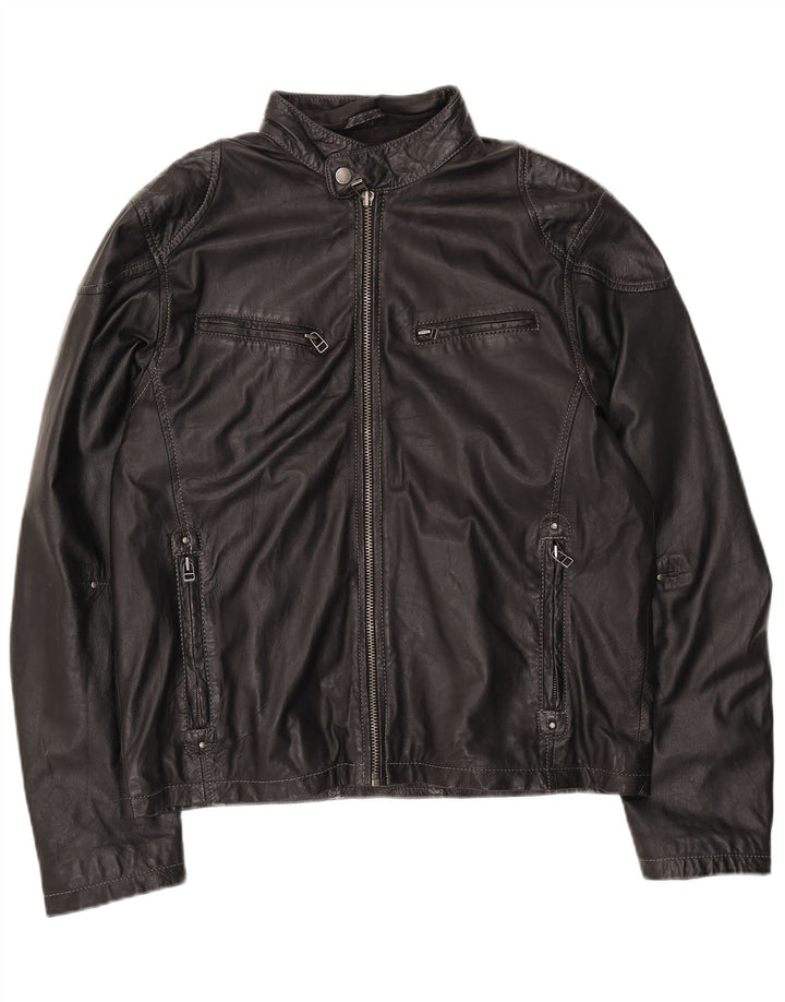 Gipsy Mens Leather Jacket UK 40 Large Black Leather