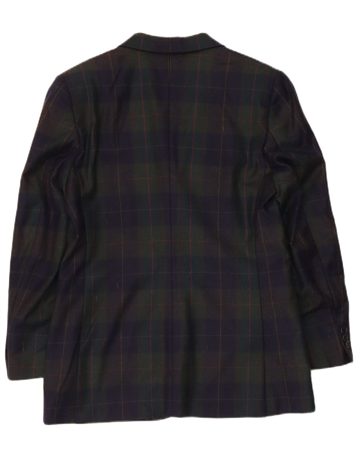 Jaqueta blazer vintage feminina com 3 botões Reino Unido 14 xadrez médio multicolorido