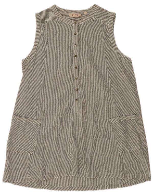 Abito a trapezio senza maniche da donna Fat Face UK 12 Cotone gessato blu medio