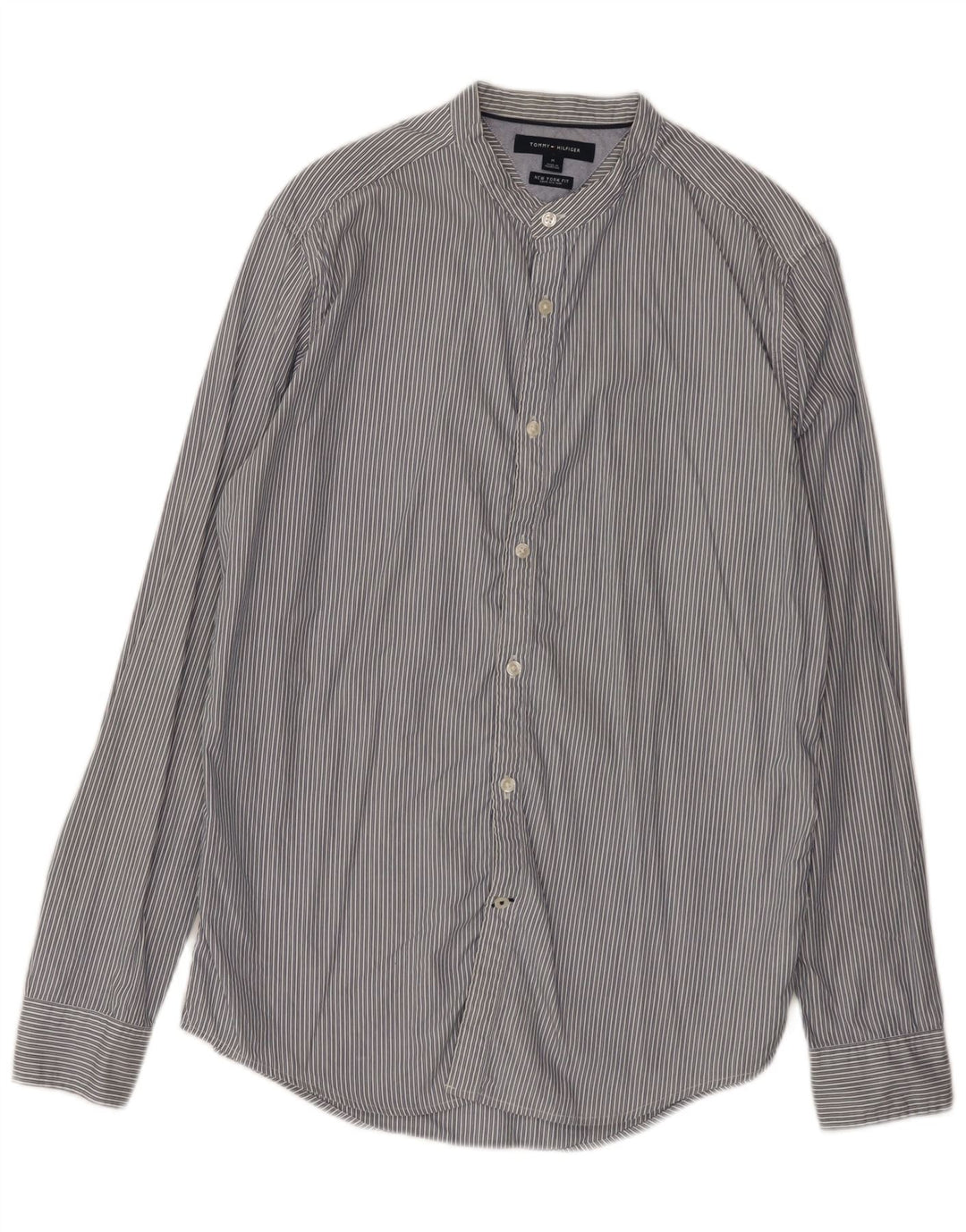 Tommy Hilfiger Mens Shirt Medium Grey Pinstripe Cotton