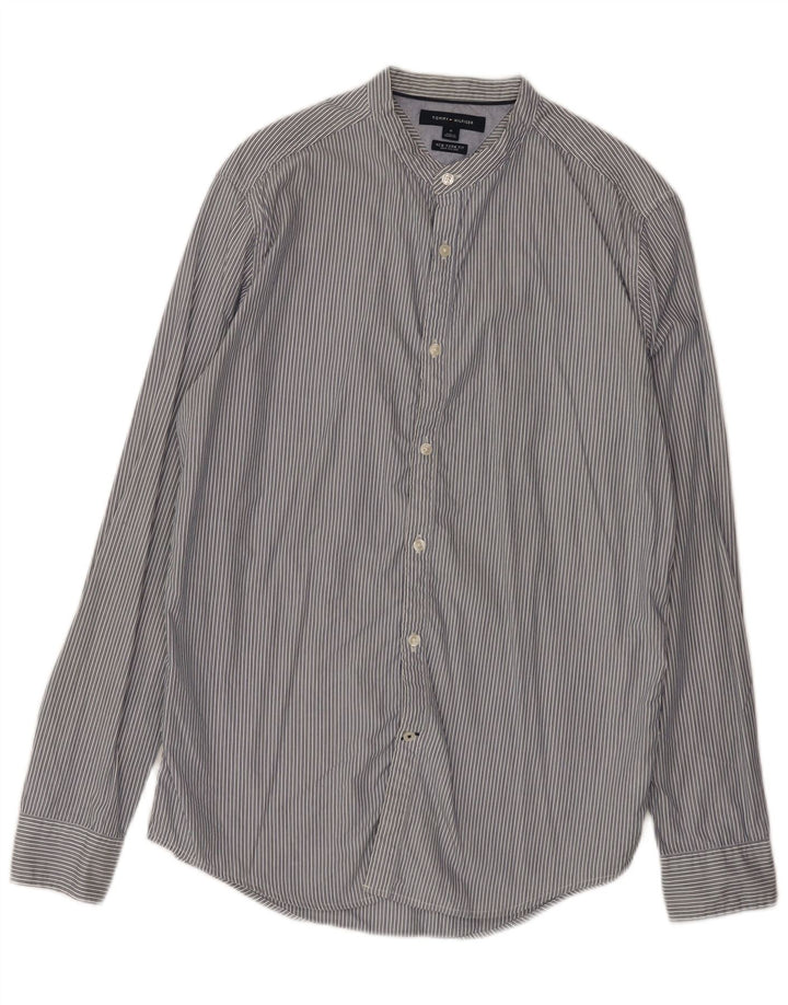 Tommy Hilfiger Mens Shirt Medium Grey Pinstripe Cotton