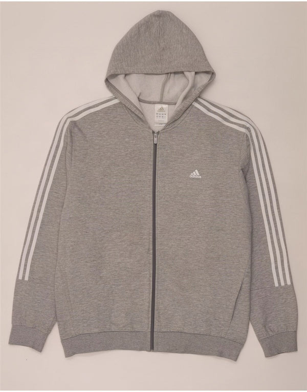 Adidas Pull à capuche zippé pour homme 2XL en coton moucheté gris