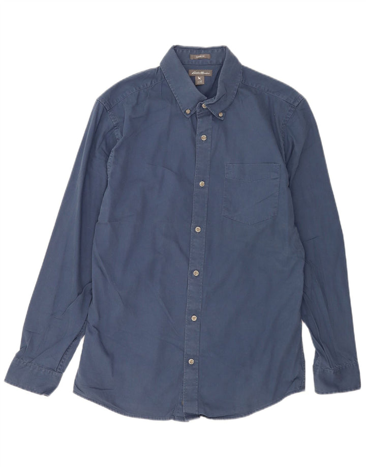 Eddie Bauer Mens Classic Fit Shirt Medium Blue Cotton