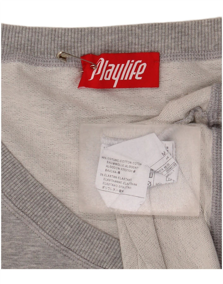 Playlife Womens Sweatshirt Jumper UK 14 Medium Grey Cotton
