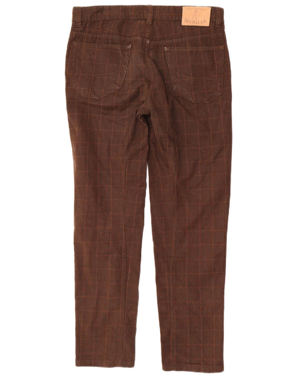 Pantaloni chino slim da uomo SIVIGLIA W33 L31 in cotone a quadri marroni