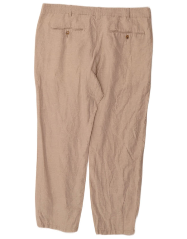 Marks & Spencer Straight Chino Bukser til mænd W38 L29 Beige Bomuld