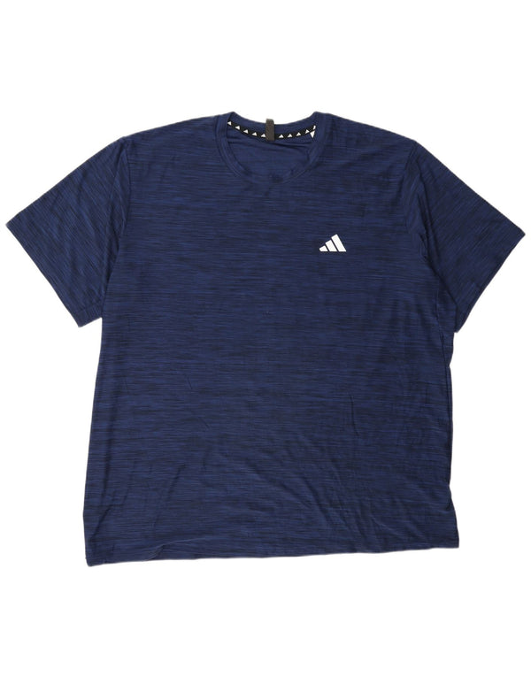 T-shirt Adidas Aeroready da uomo Top 2XL Poliestere chiazzato blu navy