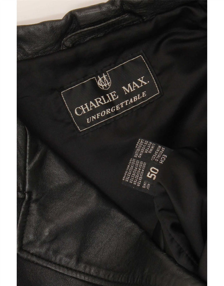 Vintage hombres 3 botones cuero Blazer chaqueta IT 50 grande negro