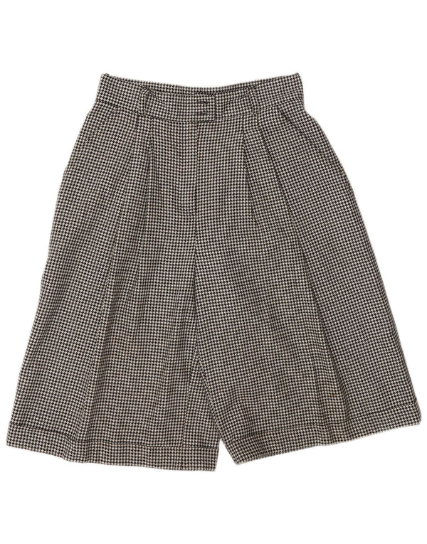 Vintage Womens High Waist Casual Shorts UK 14 Medium W28 Black Houndstooth