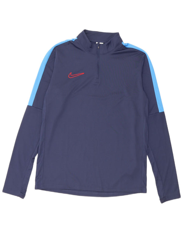 Nike Mens Dri Fit Pullover Tracksuit Top Medium Navy Blue Colourblock