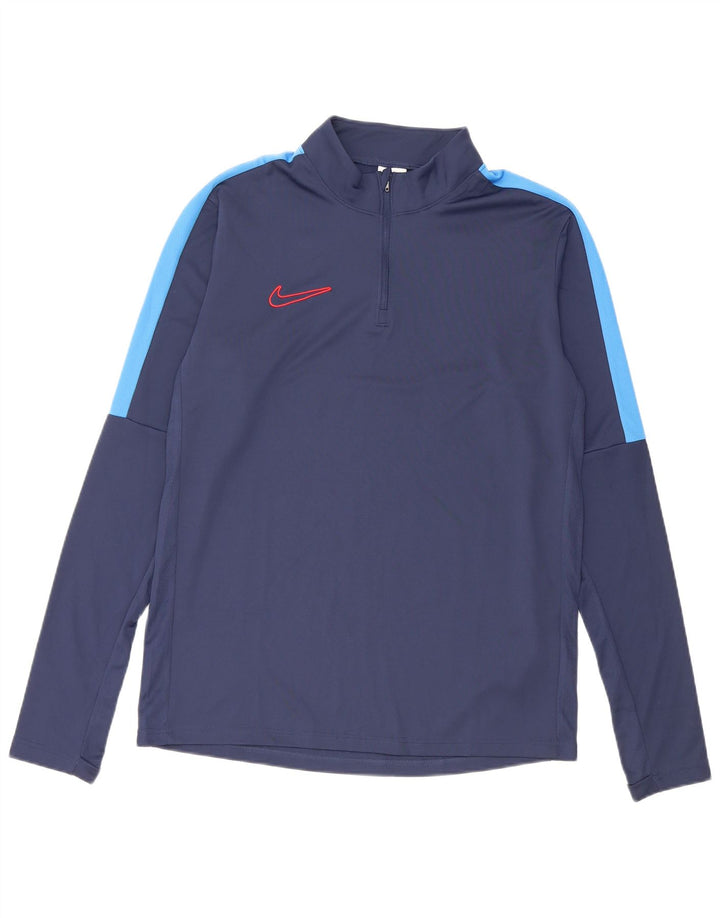 Nike Herre Dri Fit Pullover Træningsdragt Top Medium Navy Blue Colourblock