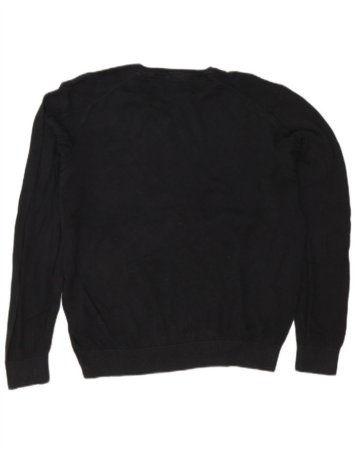 Marks & Spencer Mens Regular Fit V-Neck Jumper Sweater Large Black Cotton
