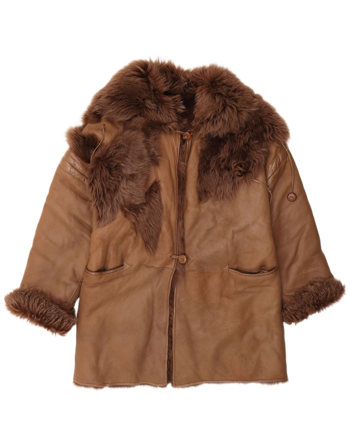 Vintage Dame Shearling Coat IT 42 Medium Brown