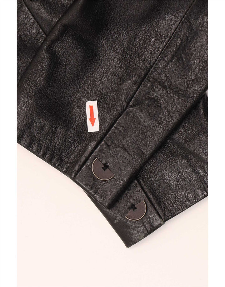 Madeleine Chaqueta de cuero con doble botonadura para mujer UK 42 Medium Black