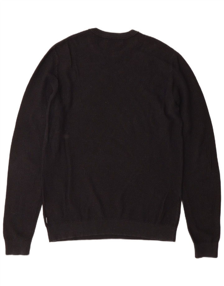 JACK & JONES Mens Crew Neck Jumper Sweater Medium Black Cotton