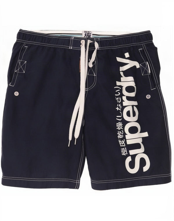 Shorts de natação masculino Superdry Graphic grande azul marinho