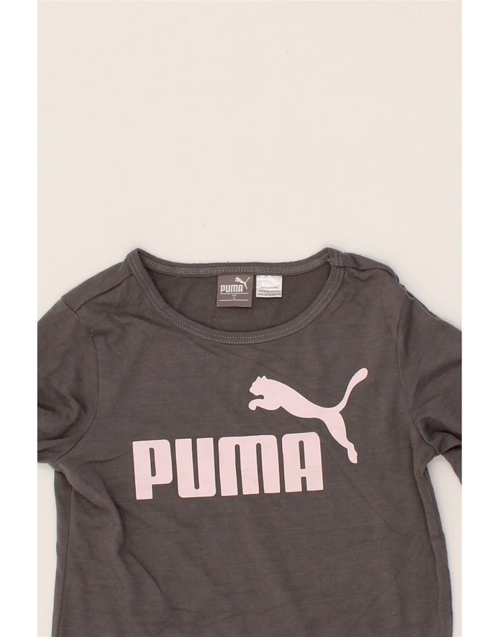 PUMA Girls Graphic Top Long Sleeve 7-8 Years Small Grey Polyester Vintage Puma and Second-Hand Puma from Messina Hembry 
