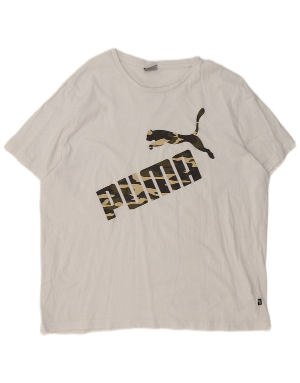 Puma T-shirt graphique pour homme 2XL Blanc Coton
