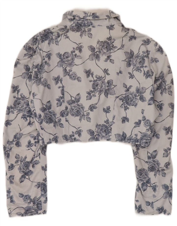 Vintage Womens 1 Button Bolero Jacket UK 14 Medium Blue Floral