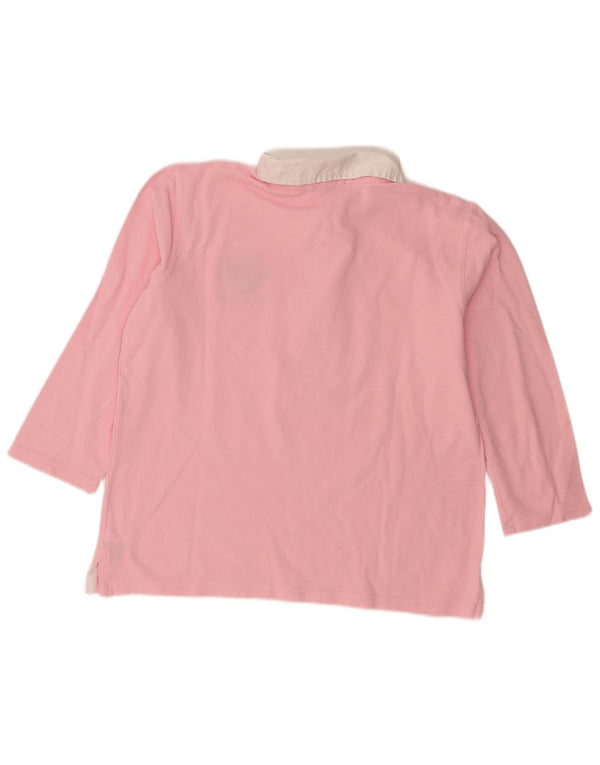 Polo da rugby grafica da donna Ralph Lauren UK 16 Large Pink Colourblock