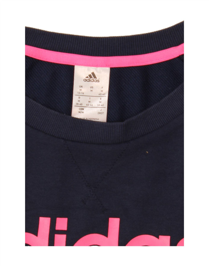 ADIDAS Womens Climalite Sweatshirt Jumper UK 12/14 Medium Navy Blue Vintage Adidas and Second-Hand Adidas from Messina Hembry 