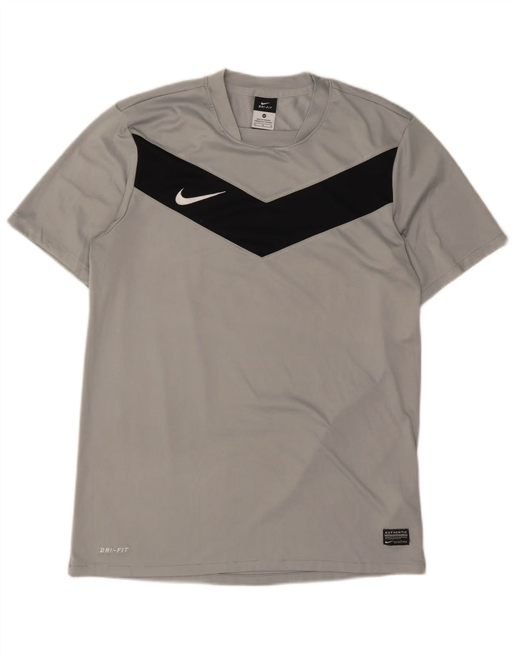 Camiseta Nike Dri Fit para hombre Top gris medio poliéster color block