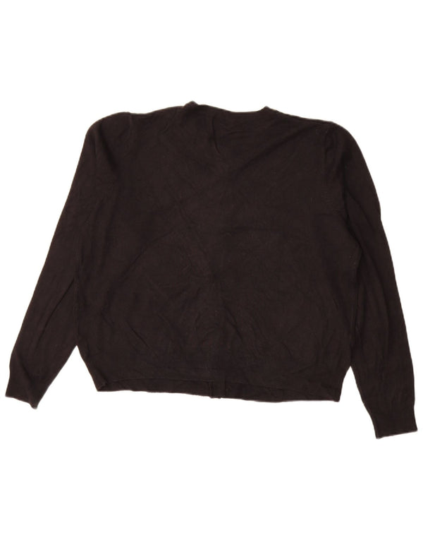 Marks & Spencer Damen Crop Cardigan Pullover UK 16 Large Schwarze Viskose