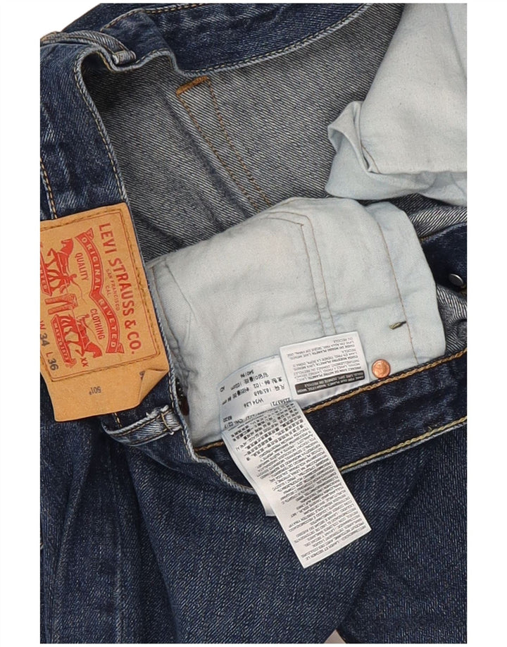 Levi's Mens 501 Straight Jeans W34 L36 Blue Cotton