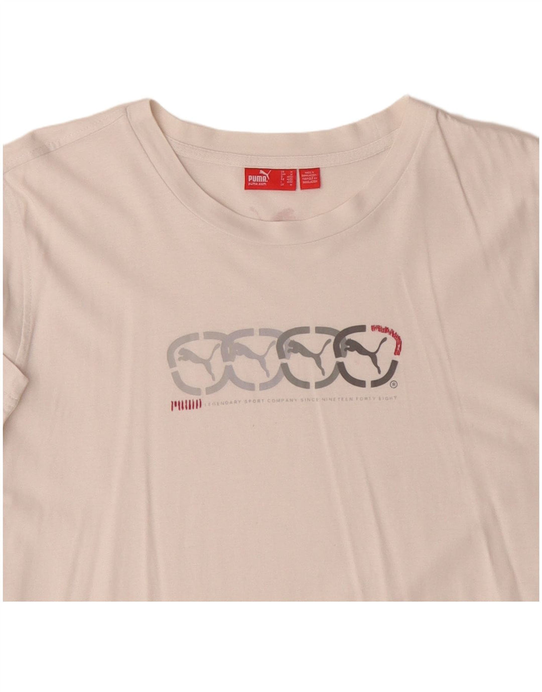 Puma Mens Graphic T-Shirt Top Medium White Cotton