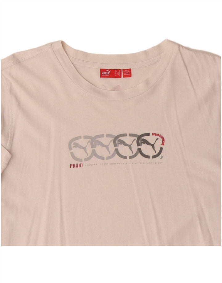 Puma Mens Graphic T-Shirt Top Medium White Cotton