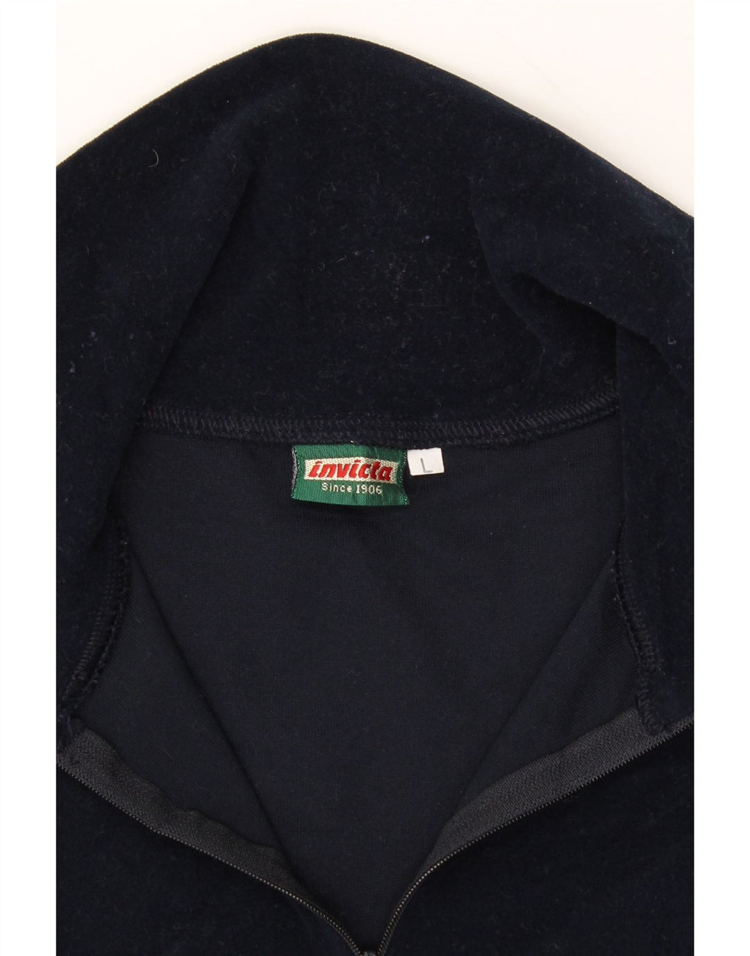 INVICTA Mens Zip Neck Fleece Jumper Large Navy Blue Polyester Vintage Invicta and Second-Hand Invicta from Messina Hembry 