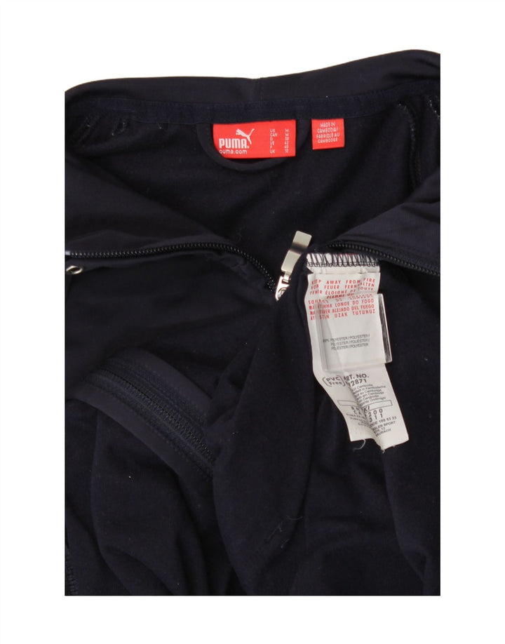 PUMA Womens Graphic Zip Hoodie Sweater UK 12 Medium  Navy Blue Polyester Vintage Puma and Second-Hand Puma from Messina Hembry 