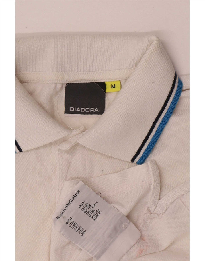 Diadora Mens Polo Shirt Medium White Striped Cotton