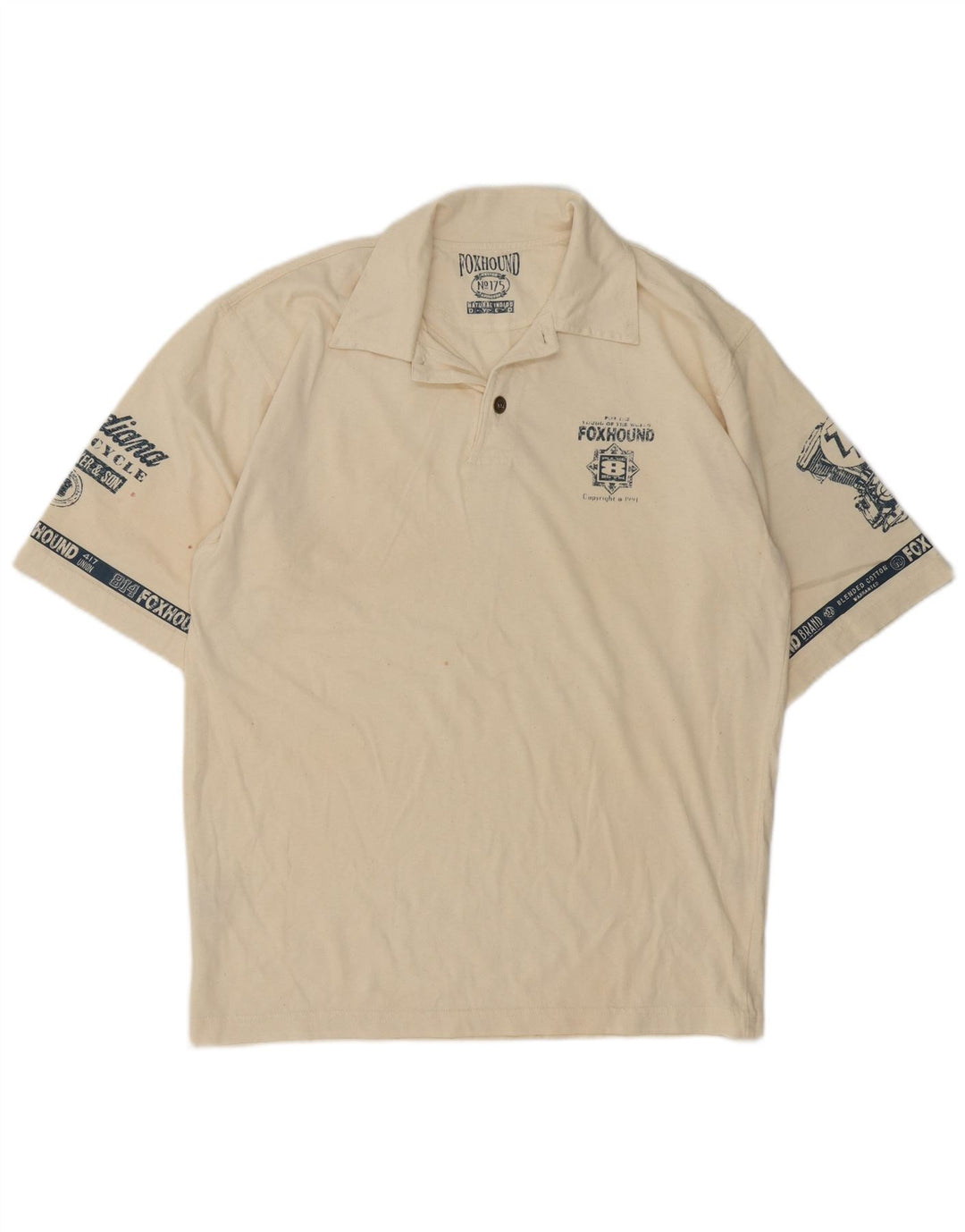 Foxhound Herre grafisk poloshirt Medium Beige Bomuld Retro