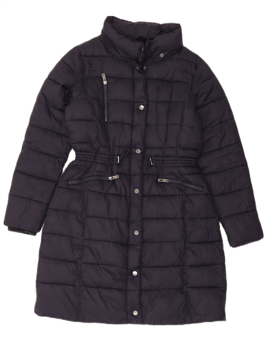 Monsoon Womens Padded Coat UK 14 Medium Navy Blue Nylon