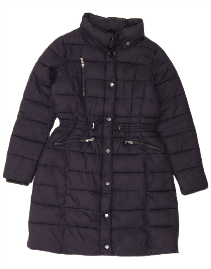 Monsoon Womens Padded Coat UK 14 Medium Navy Blue Nylon