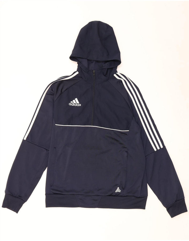 Adidas Mens Zip Neck Hoodie Jumper Medium Navy Blue Polyester