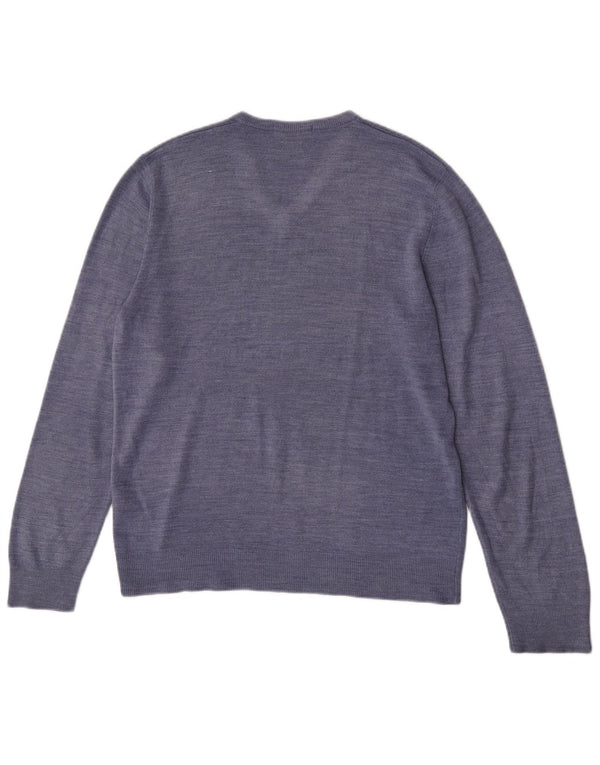 Maglione da uomo Marks & Spencer Blue Harbour con scollo a V blu medio screziato