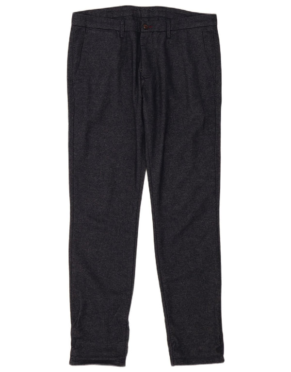 John Barritt Mens Slim Chino Trousers IT 50 Large W36 L32 Navy Blue Flecked