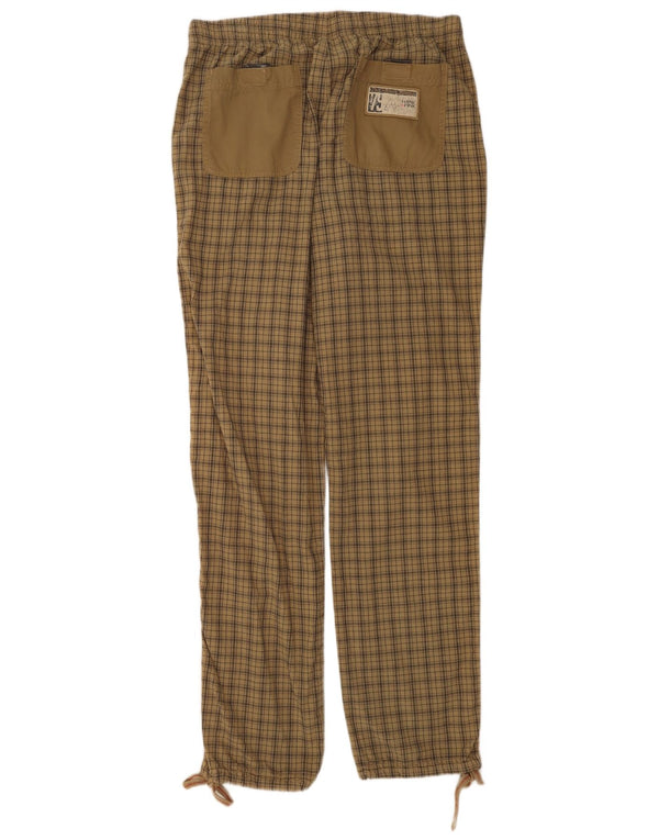 Think Pink Mens Tapered Chino Trousers Large W34 L34 Khaki Check Cotton