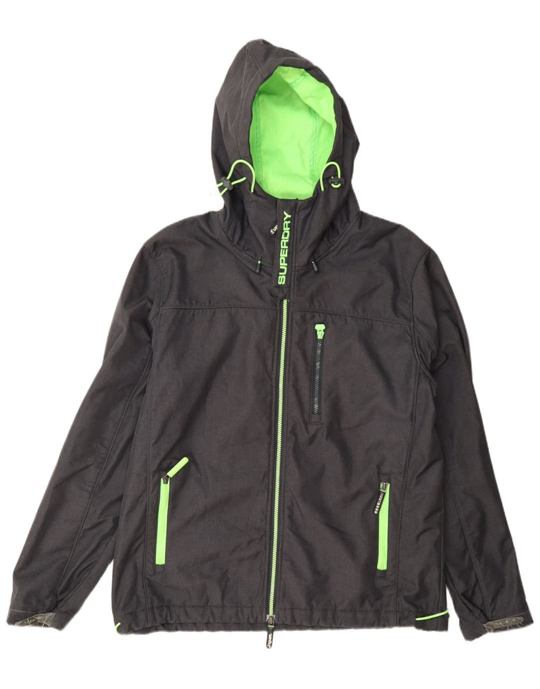 Superdry Mens Windtrekker Hooded Rain Jacket UK 44 2XL Grey Polyester