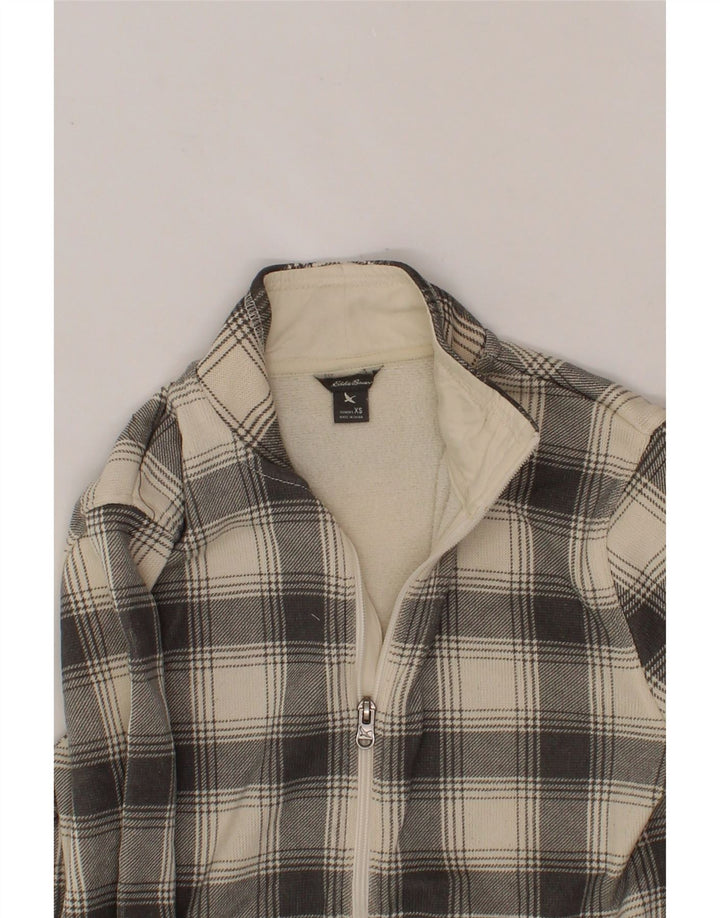 EDDIE BAUER Womens Tracksuit Top Jacket UK 6 XS Grey Check Polyester Vintage Eddie Bauer and Second-Hand Eddie Bauer from Messina Hembry 