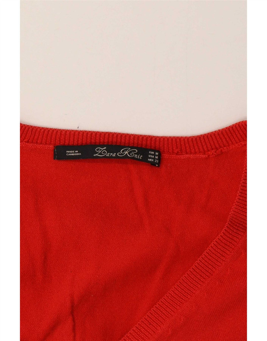 Zara Womens V-Neck Jumper Sweater UK 12 Medium Orange