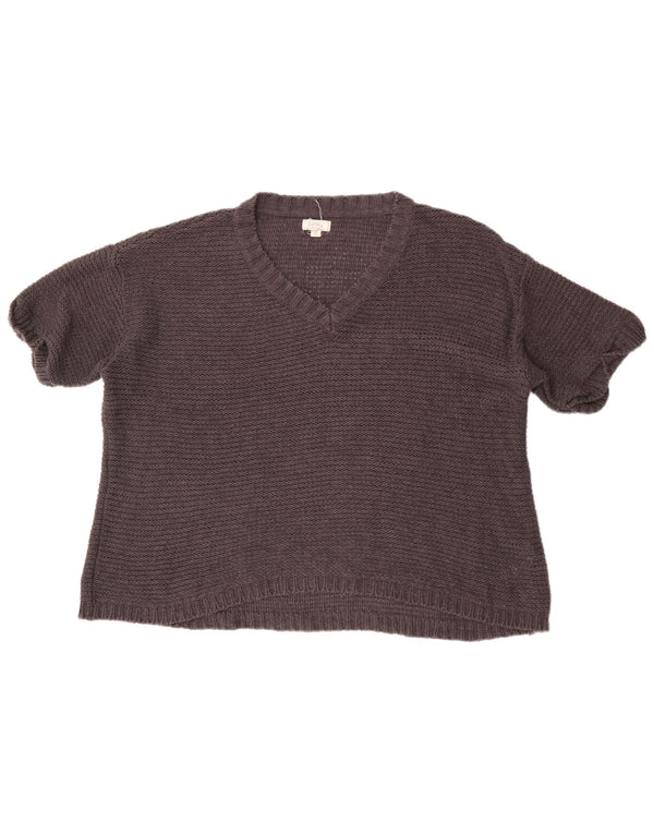 Fat Face Dame Kortærmet V-hals Jumper Sweater UK 14 Medium Sort
